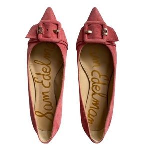 Sam Edelman Pink Sonja Suede Buckle Pointed Toe Flats